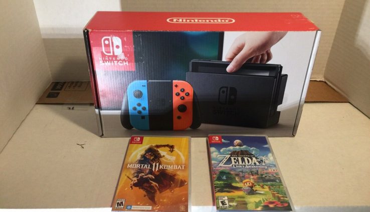 Nintendo Switch with Blue and Crimson Pleasure-Con Controllers and Mario Kart 8 Bundle –