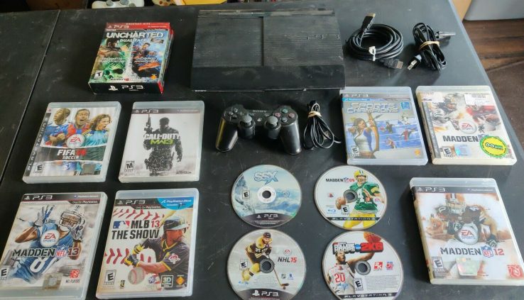 Playstation3 500GB Colossal Slim Console, 1 controller & 13 Video games Tested and Works