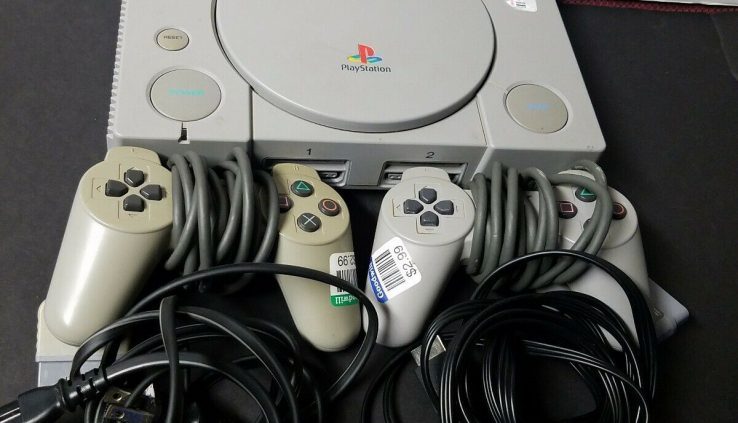 Sony PlayStation 1 PS1 Console Machine W/ 2 Normal Controllers + Cables! TESTED