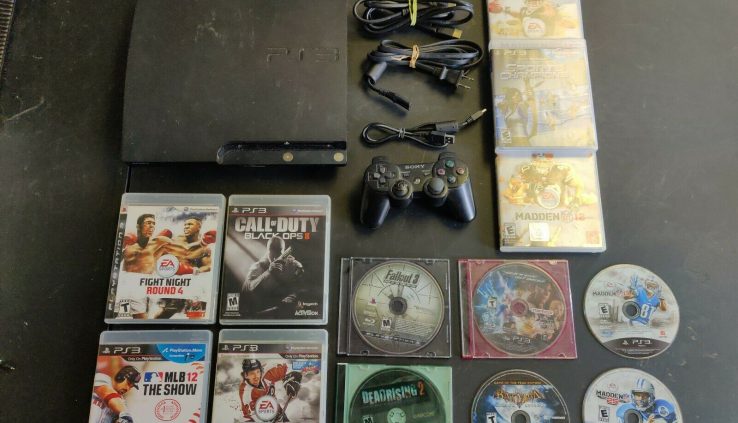 250 GB Sony PlayStation 3 Slim console CECH-2001B w/ OEM controller and 13 games