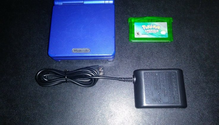 Nintendo Sport Boy Advance SP AGS-001 Blue + Pokemon Emerald – Be taught Description