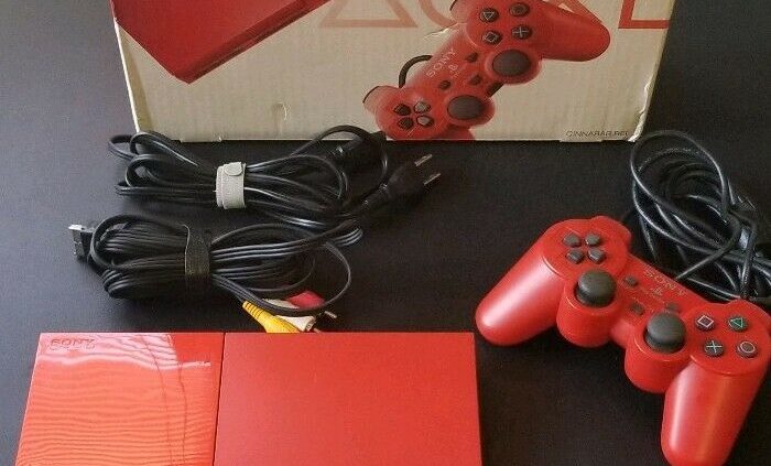 Playstation2 slim uncommon cinnabar crimson SCPH-90000 boxed US vendor