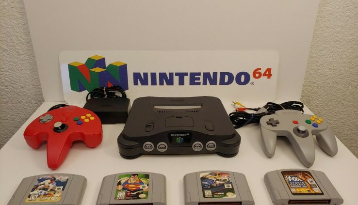 Nintendo 64 N64 Console Bundle w/4 colossal games 2 Controllers All Cords.Examined.