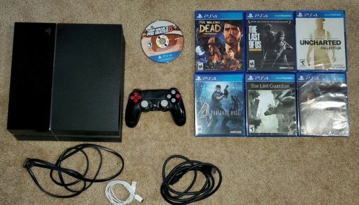 SONY PS4 ORIGINAL CONSOLE 500GB BLACK WITH 7 GAMES NO RESERVE