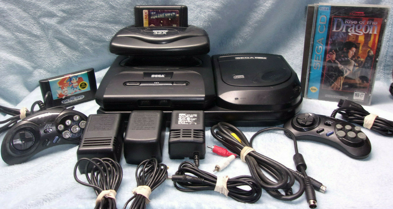 Sega Genesis Console Machine Closing Bundle! Model 2, 32X Adapter, CD ...