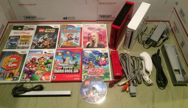 Crimson Nintendo Wii Bundle! With Mario Games  😀