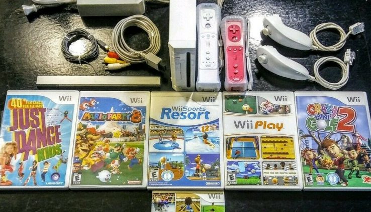 Nintendo Wii Console Bundle (Wii Sports Wii Sports Resort Mario Get collectively Wii Play)