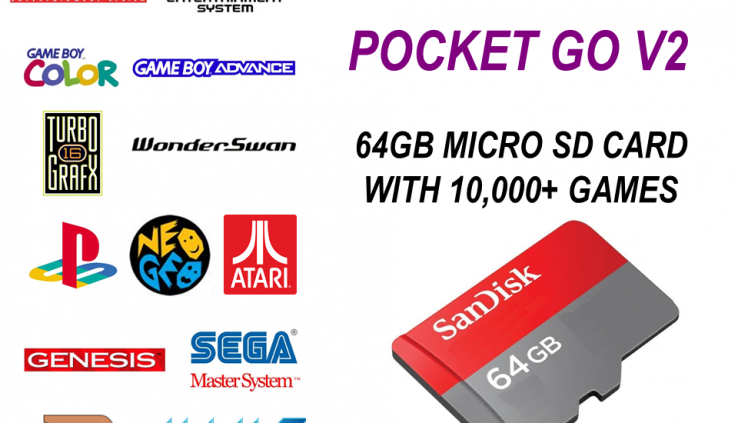 64GB SD Card for Unusual PocketGO V2 10,000+ Video games Entirely Loaded PlayGo