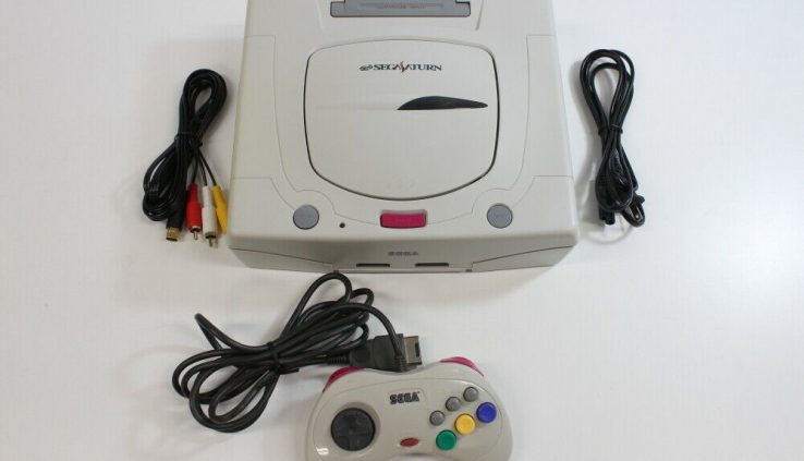 Sega Saturn White Console & AC AV Controller Pad Bundle SS Japan Import L1030 B