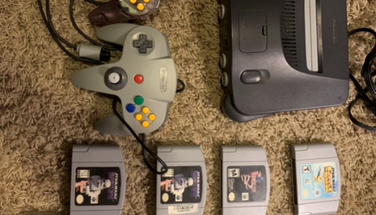 Nintendo 64 Open Version Charcoal Grey Console (NTSC) with Video games