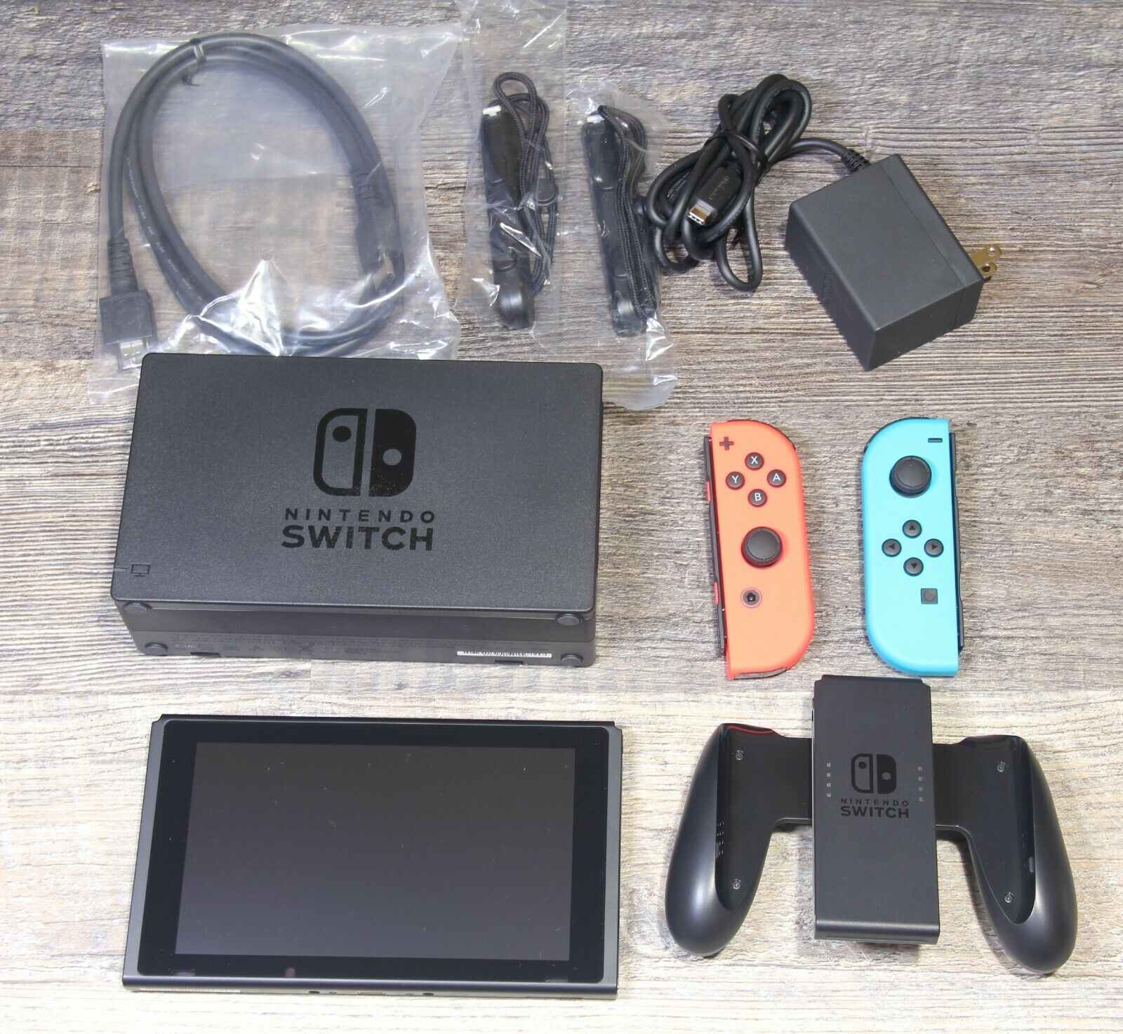 Nintendo Switch 32GB Gray Console with Neon Crimson and Neon Blue