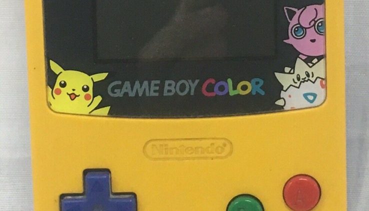 Nintendo Game Boy Color Pokemon Yellow Special Model Used Examined With Duvet