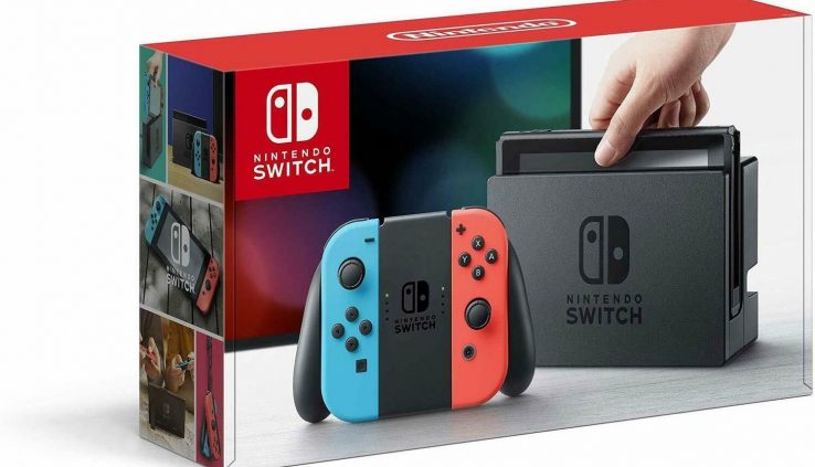 Nintendo Switch 32GB Grey Console with Neon Red and Neon Blue Pleasure-Con