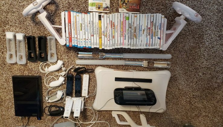 Nintendo Wii U Enormous Mario 3D World Deluxe Build 32GB Shadowy Console – HUGE BUNDLE!