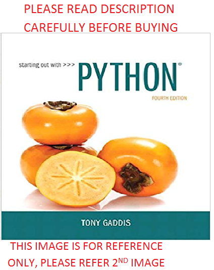 Starting Out with Python by Tony Gaddis 4th Worldwide Softcover Ed ...