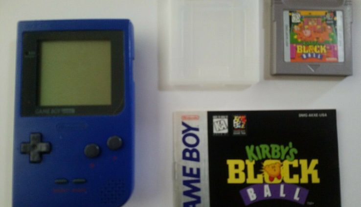 Nintendo Sport Boy Pocket Blue w/ Kirby Block Ball and Handbook
