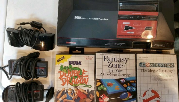 Sega Master Scheme Game Console Bundle Lot – 3 Games, 2 Controllers, 3D Glasses