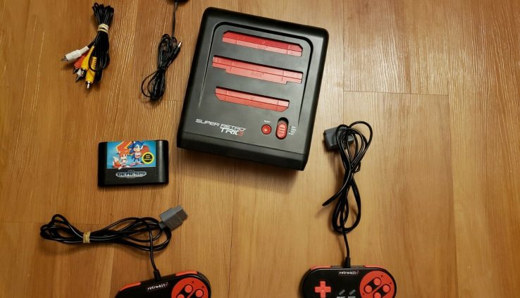 Sizable Retro Trio 3 with all cables, controllers, and Sonic 2 for Sega