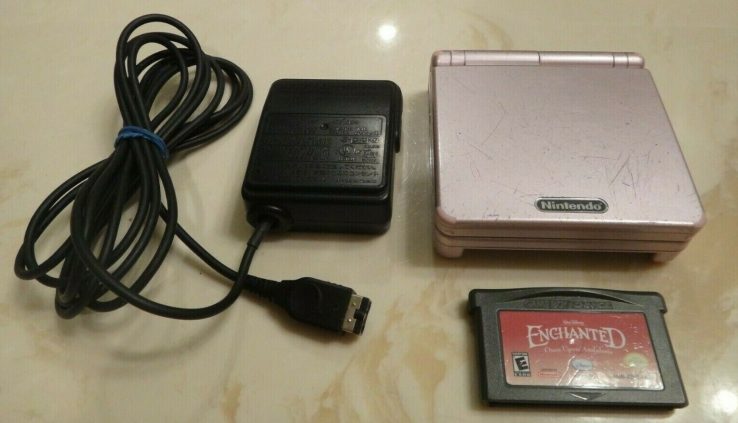 NINTENDO GAME BOY ADVANCE GBA SP System Pearl Red AGS-101+Disney ENCHANTED Game