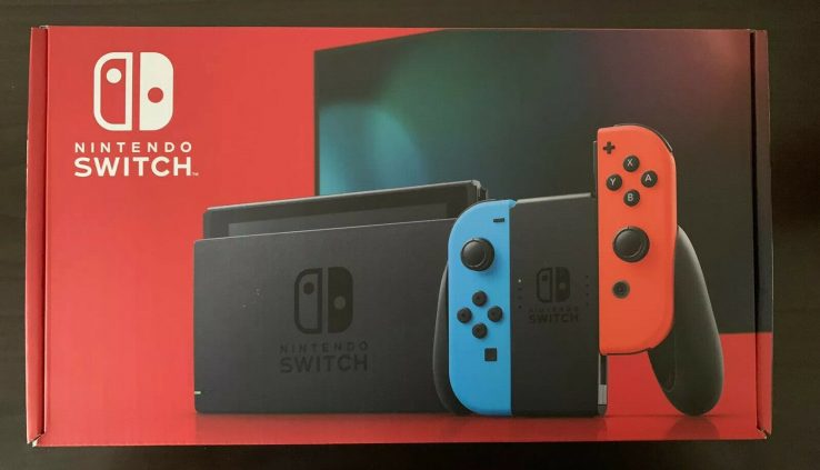 Nintendo Swap 32GB Console w/ Neon Blue & Red Joy Con Ticket Novel By no design Opened