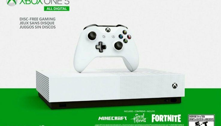 Trace Contemporary Microsoft Xbox One S All-Digital Edition Gaming Console – White