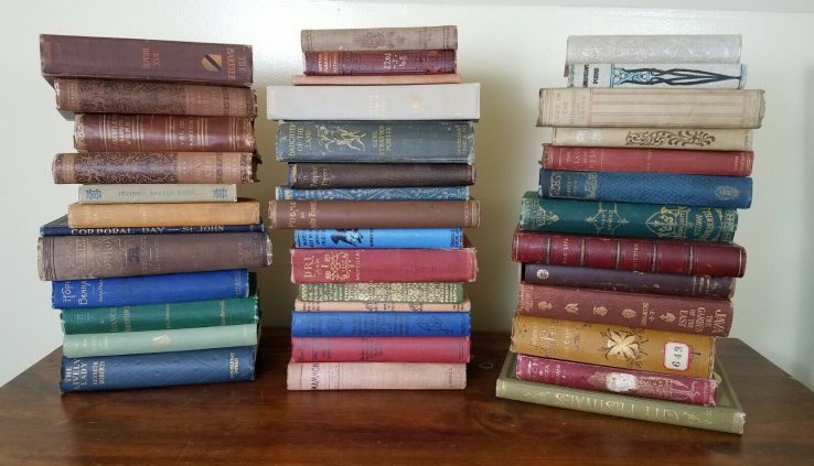 Lot of 5 Random Antique Books-Illus. -hardcover-1800s- 1900s-e book lot-free ship