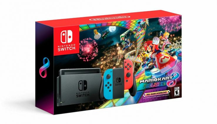 BRAND NEW Nintendo Switch Console Neon Blue and Red Pleasure-Cons Mario Kart 8 Bundle