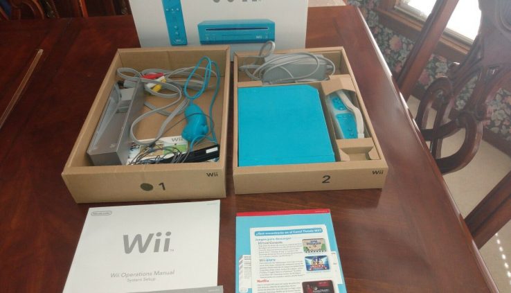 Nintendo Wii Blue Teal Game Console Total In Field Exiguous Version RARE !!