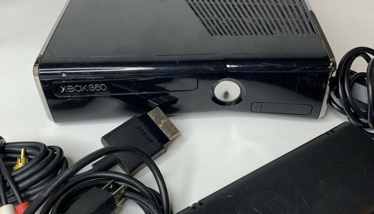 Microsoft Xbox 360 S 250GB Dark Console 1439 Bundle + Power Supply + AV Wire