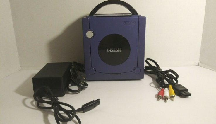 Nintendo GameCube Indigo Console, A/V Cords, Vitality Present, No Controllers.