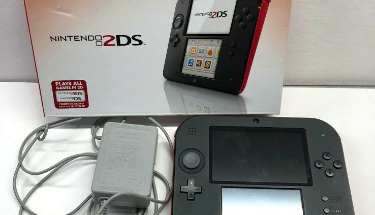 Nintendo 2DS (Crimson) w Customary Box, Charger and Manufacturing facility Settings