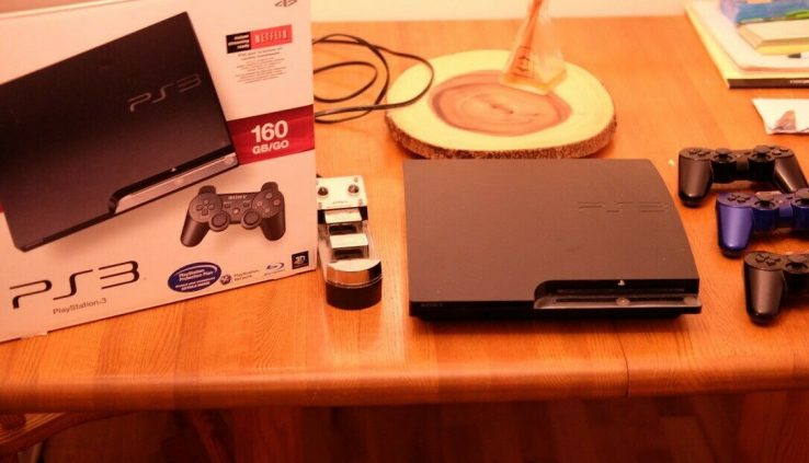 Sony PS3 Slim 160GB Console (WITH ORIGINAL BOX) + 12 GAMES + 3 CONTROLLERS