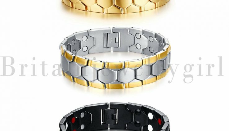 18mm Males’s Stainless Steel Magnetic Therapy Bracelet Health Care Wide Wristband