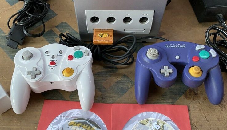 Nintendo GameCube Arrangement Silver Console Mario Occasion 6 Bundle