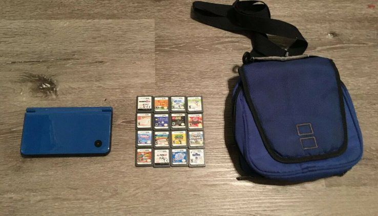 Nintendo DSi DS i XL W/ 16 Video games And Case Tremendous Mario Bros, Kirby, More