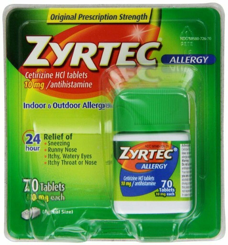 Zyrtec 24 Hour Allergy Relief, 10 MG Tablets, 70ct Antihistamine - EXP ...