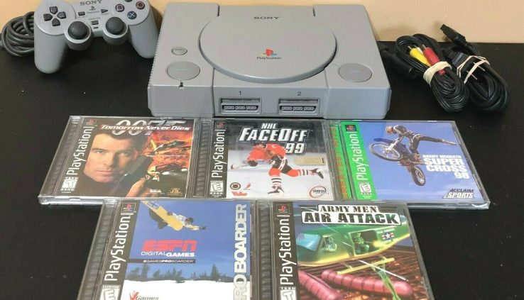 Sony PlayStation 1 PS1 SCPH-7501 Console Bundle – 5 Games + More – Tested!
