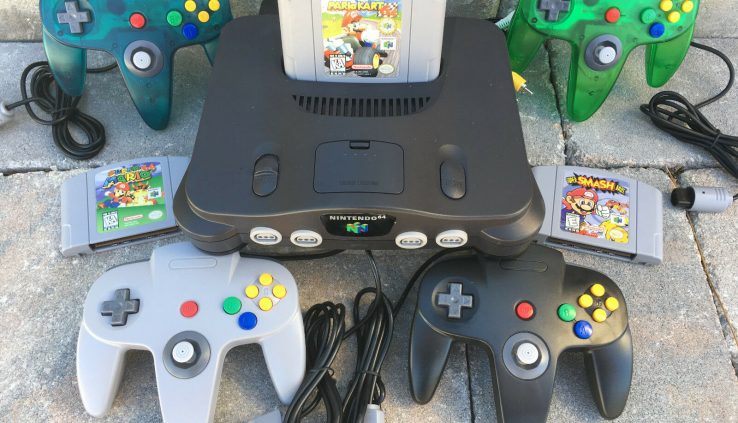 N64 NINTENDO 64 CONSOLE + CONTROLLER(S) + SUPER MARIO, MARIO KART, SMASH BROS