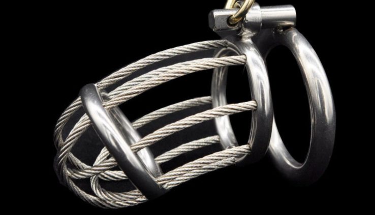 US SHIP  Male Stainless Steel Wirerope Chastity Application A165
