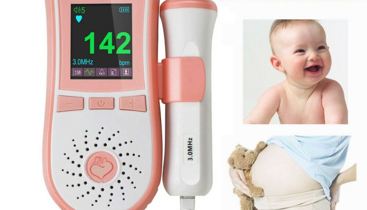 Pocket Fetal Doppler 3MHz Probe, Toddler Coronary heart Video display, Backlight LCD GEL FDA USA