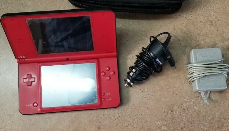 Nintendo DSi XL Burgundy Handheld Lot W/ 9 Games Dapper Mario, Well-known particular person Wars bundle