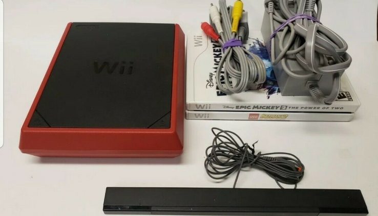 Nintendo Wii Mini Restricted Edition Red Console System RVL-201 w Video games 8GB TESTED