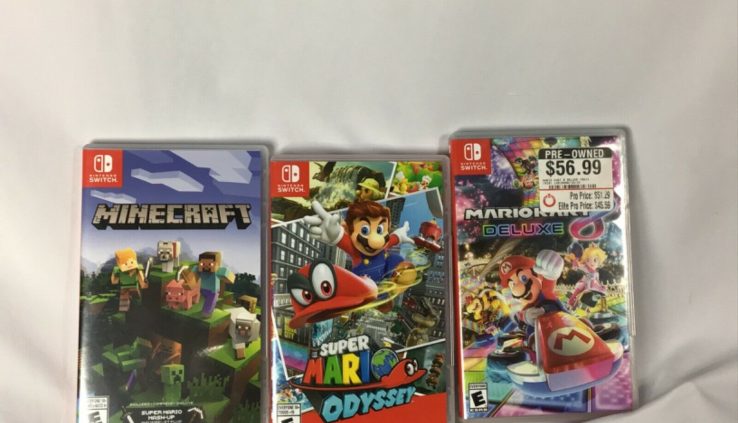 Nintendo switch bundle: gigantic Mario odyssey, Minecraft bedrock version, and Mari