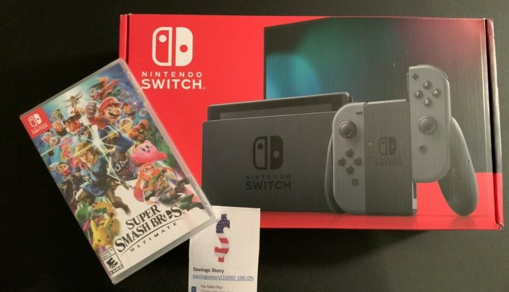 Nintendo Switch V2 Console Bundle With Properly-kept Shatter Bros. Closing recreation Grey
