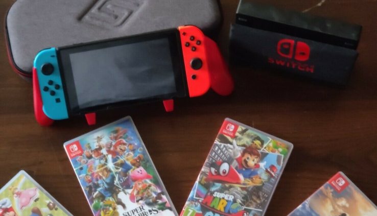 Nintendo Switch Neon Crimson and Neon Blue Joy-Con Console