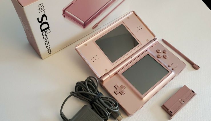 NINTENDO DS LITE USG-001 METALLIC ROSE; TESTED; COMPLETE; EXTRA BATTERY