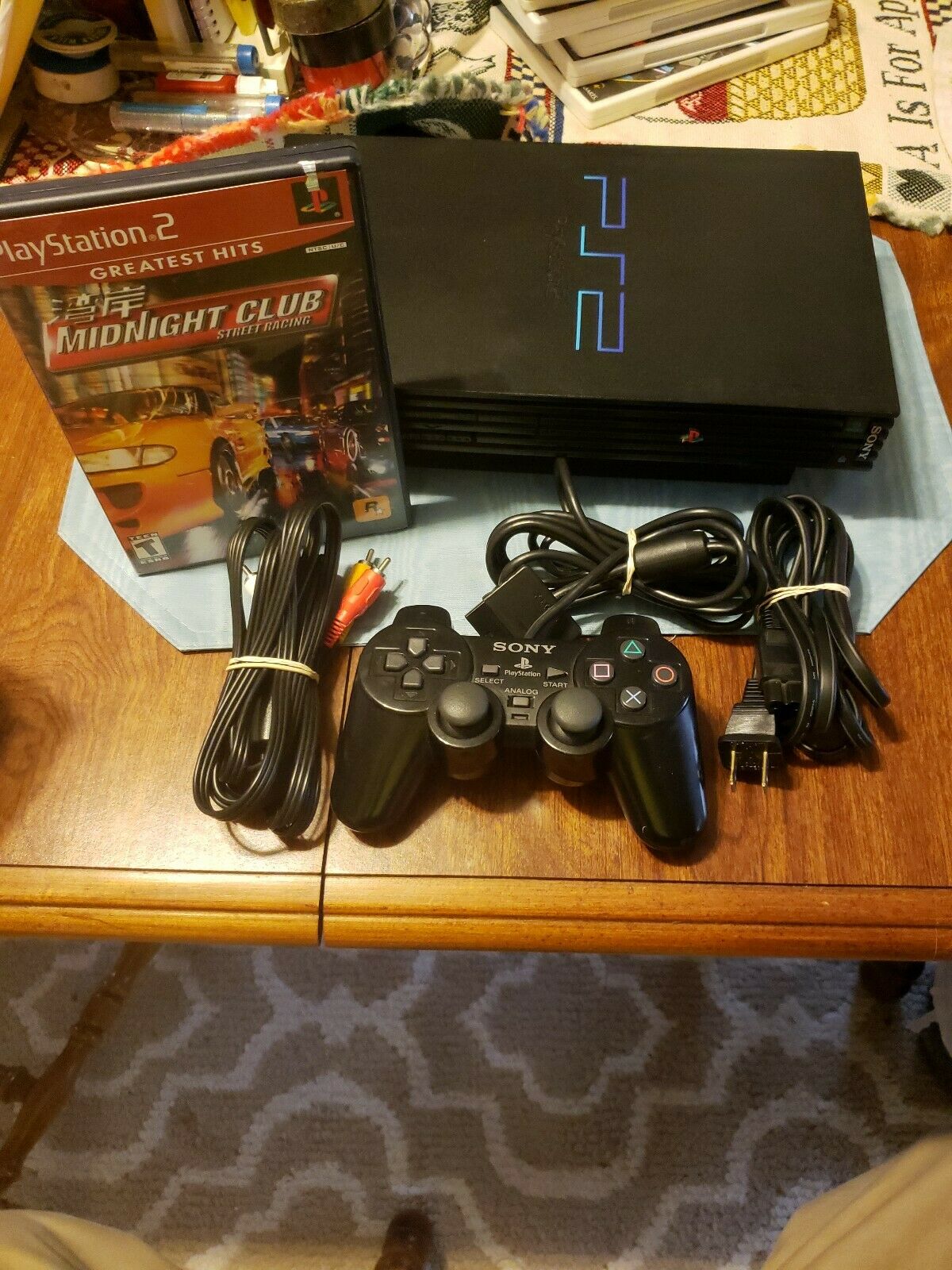Ps2 SCPH50001 Console PS2 Paunchy Machine w/ Cables Controller And