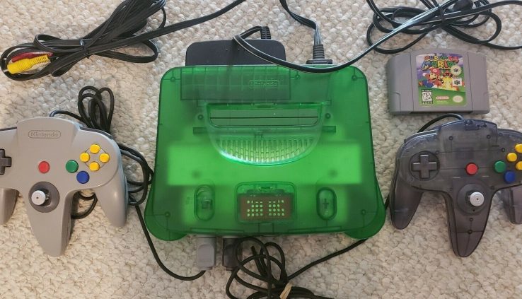 Jungle Inexperienced Funtastic N64 Plus Sizable Mario 64 And Two Controllers