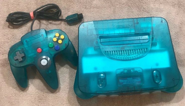 Nintendo 64 Machine Ice Blue Console And Controller