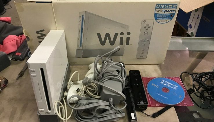Nintendo Wii Gadget Bundle w/ Customary Box  Wii Sports activities Sport White Console